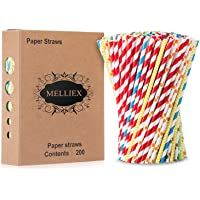 Los mejores  - 200PCS Pajitas de papel biodegradables Pajitas de papel de colores Pajitas desechables para cumpleaños- bodas- fiestas…